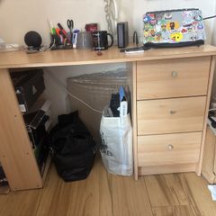 Desk with drawers and shelves