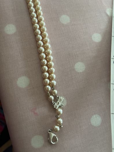 Double strand Faux pearls with Diamond clasp