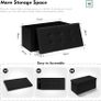 Large Folding Balck Ottoman Storage Box with Lid,Linen Footrest Stool Bedroom Bench Seats,Toy Box Chest Living Room Furniture 76x38x38cm Image 3