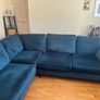 L Shape Velvet Couch and Armchair Image 2