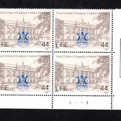 1984 Ireland Medical Institution 44p Royal College of Surgeons and Logo Commemorative Stamps Plate Block 1111 incl Traffic Light Mint Never Hinged (MNH)