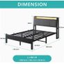 Double Bed Frame, 4FT6 Bed Frame Ergonomics Double with Charging Station and LED Lights, Heavy Duty Platform Full Bed with Fabric Storage Sloped Headboard, No Box Spring Needed, (Black) Image 9