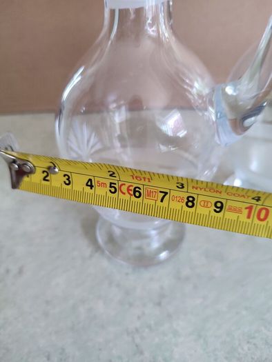Vintage Hand Blown Cut Glass Set of 2 Small Glass Decanters for Oil and Vinegar or wine carafe.