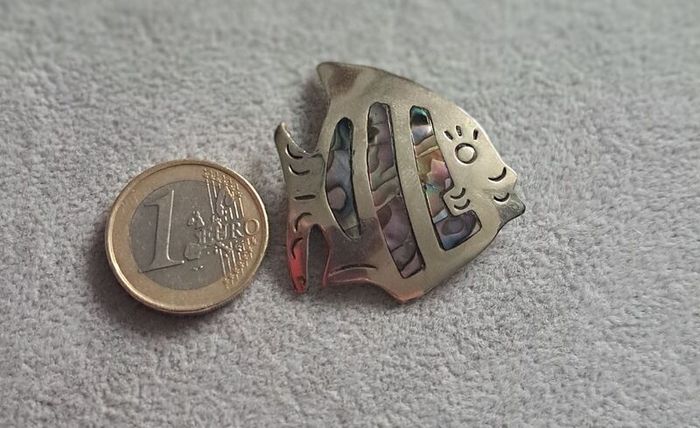 Vintage Alpaca Mexico fish brooch