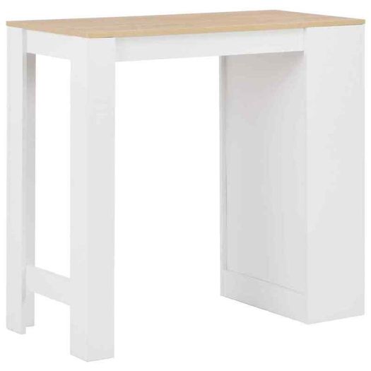 Bar Table with Shelf White Coffee Dining - Free Delivery Nationwide