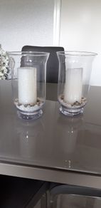 Glass Candle Holders  - Large x 2
