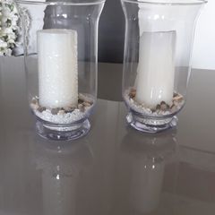 Glass Candle Holders  - Large x 2
