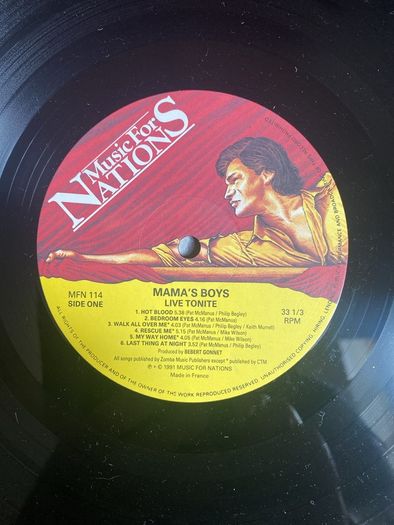 Mamas Boys "Live Tonite" vinyl
