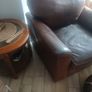 Leather Armchair & Pouffe Image 3