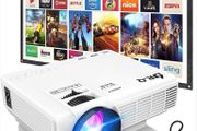 Projector with Projection Screen 1080P Full HD Supported, Upgraded 6500 Lux Video Projector Compatible with TV Stick PS4 HDMI USB AV (FREE POSTAGE