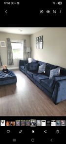 Navy Velvet 3 seater + 2 seater + ottoman