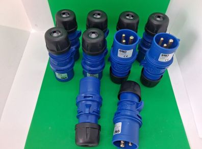 Postage - 10 x Garo P 216-6 S 16 Amp 3 Pin Plug 230V IP44 Blue - Plug 16a