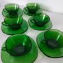 Vintage DURALEX Vereco Green Coffee Set of 6 Image 2