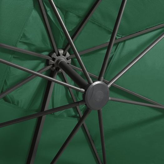 Cantilever Umbrella with Pole and LED Lights Green 300 cm