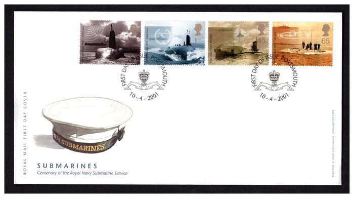 2001 Great Britain Submarines Commemorative Stamps Addressed First Day Cover (FDC)
