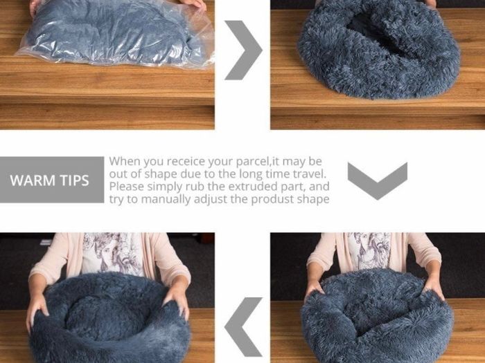 Plush Donut Pet Bed,Dog Cat Round Warm Kennel Soft Puppy Sofa,Luxury Cat Cushion Bed Sleeping Bag Orthopedic Relief,Anti Slip Bottom,Machine Washable(XL 27.6 inch x 7.9 inch Dark Grey)