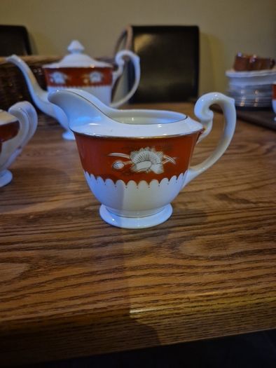 Antique Chinese Teapot, sugar bowl and milk jug.