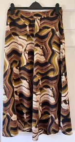 Size 12 Brown/Beige/Mustard Skirt by Free/Quent, Denmark