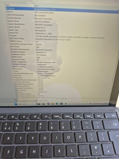 Microsoft Surface Pro 7+,i5 11th gen,8gb,256 ssd,12.3" PixcelSence,Windows 11