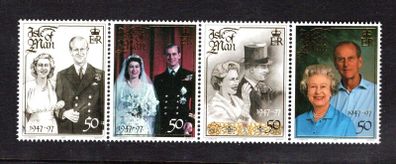 1997 Isle of Man Golden Wedding of Queen Elizabeth II and Prince Philip Commemorative Stamps Mint Never Hinged (MNH)