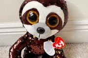 TY Flippables Dangler Sloth Brown Gold Sequins approx. 23 cm. Used Please see photos