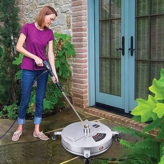 13" Pressure Washer Surface Cleaner with 4 Wheels, Stainless Steel Housing & 1/4" Quick Connector, Power Washer Attachment with 2 Extension Wands, 2 Replacement Nozzles, 4000 PSI (13inch)