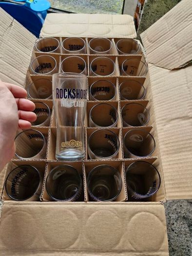 24 Brand new half pint Rockshore glasses