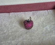 PANDORA red apple pave charm perfect condition fully hallmarked