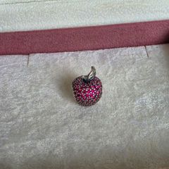 PANDORA red apple pave charm perfect condition fully hallmarked