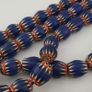 Antique Venetian Style Blue Chevron Glass Beads Necklace Strand Image 5