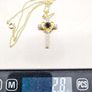 Vintage 18kt Gold On Sterling Silver Black Spinel Cross Necklace Image 8