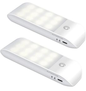Motion Sensor Lights Indoor, 2 Pack USB Rechargeable LED Night Light with 3 Modes (AUTO/ON/OFF), Stick-On Cupboard Light with Magnetic Strips for Wardrobe, Bedroom, Stair, Cabinet, Kitchen, Hallway (FREE POSTAGE)