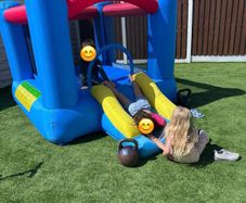 Happy Hop Inflatable Bouncy Castle with Slide & Blower
