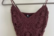 Brown lace crop top Stradivarius