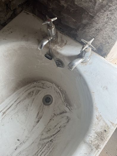 White cast iron bath