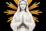 Virgin Mary Statue White &amp; Gold Religious