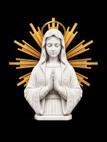 Virgin Mary Statue White & Gold Religious