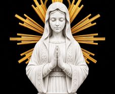 Virgin Mary Statue White & Gold Religious