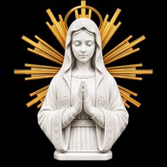 Virgin Mary Statue White & Gold Religious