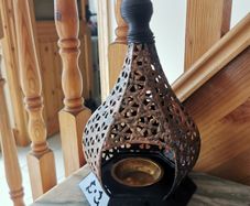 Moroccan Style Metal Candle Lantern. Black & Antique Copper