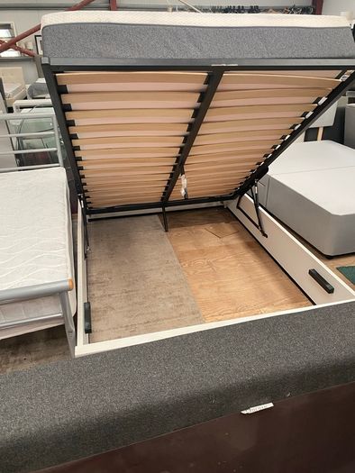Double Wooden Ottoman Storage Bed, Gas Lift