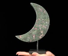 Rough Ruby Crecent - Corundum/Ruby Crystals, Metal Stand