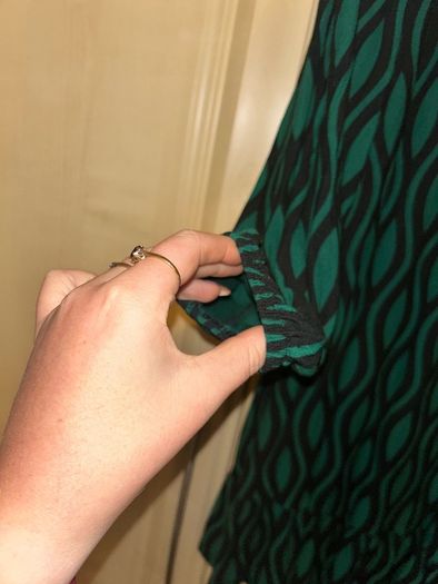 Green and black printed mini dress