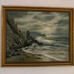 Original oil paintimg, Neville Henderson. "Howth from Doldrum Bay"