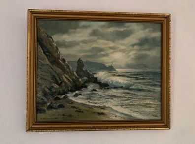 Original oil paintimg, Neville Henderson. "Howth from Doldrum Bay"