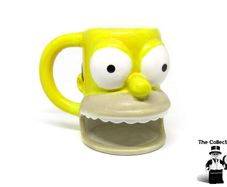 Homer Simpson Coffee Mug Cup & Donut Holder 2007 Fox Matt Groening The Simpsons  Rare 2007 Homer Simpson 3d Face Mug With Cut Out Mouth To Hold Donut Or Biscuts This Is Not The Universal Studio Version!!!  This One Is More Rare Like New Never Used