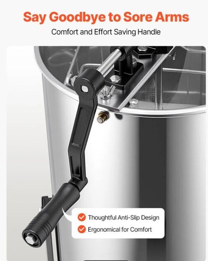 2 Frame Manual Honey Extractor Stainless Steel Honey Spinner with Adjustable Legs & Acrylic Lid