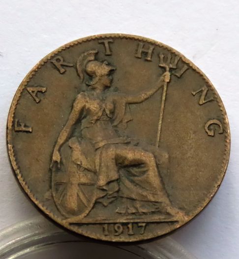 1917 bronze farthing WW1 George V