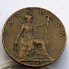 1917 bronze farthing WW1 George V