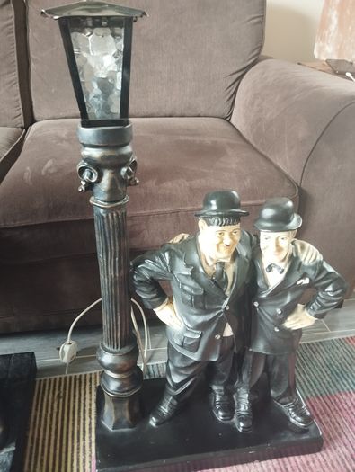 Laurel & Hardy Lamp Figures  Large 230e  & medium 150e (Working)